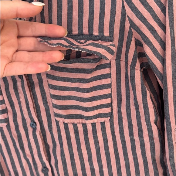 Express Pink and Blue Striped Button-Down Shirt - Picture 5 of 8